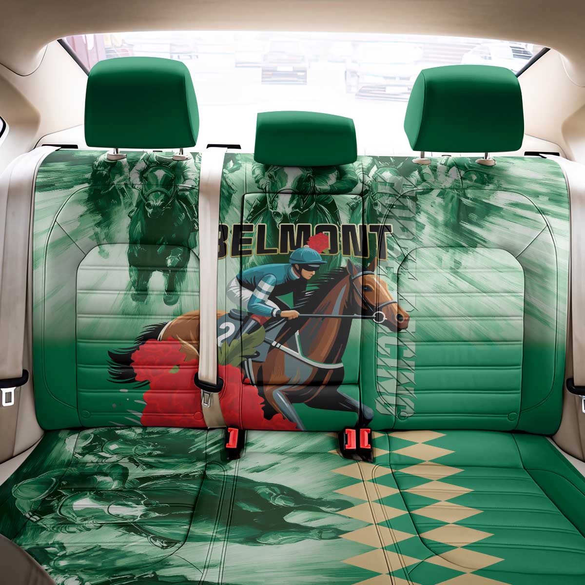 Belmont Horse Racing Back Car Seat Cover Run for the Carnations