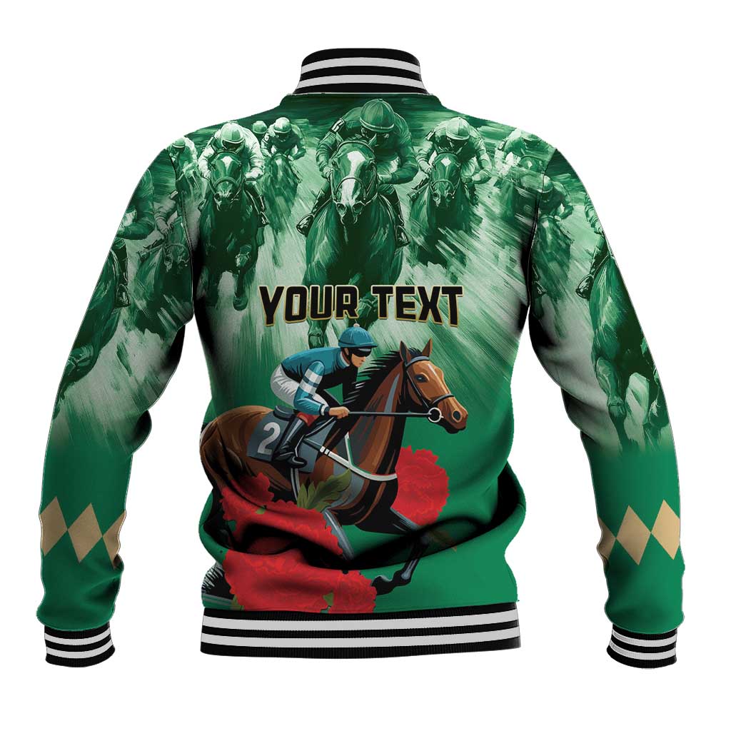 Personalized Belmont Horse Racing Baseball Jacket Run for the Carnations