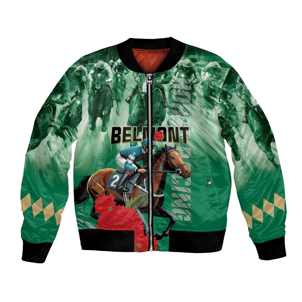 Personalized Belmont Horse Racing Bomber Jacket Run for the Carnations