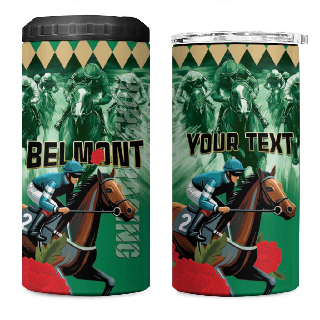 Personalized Belmont Horse Racing 4 in 1 Can Cooler Tumbler Run for the Carnations
