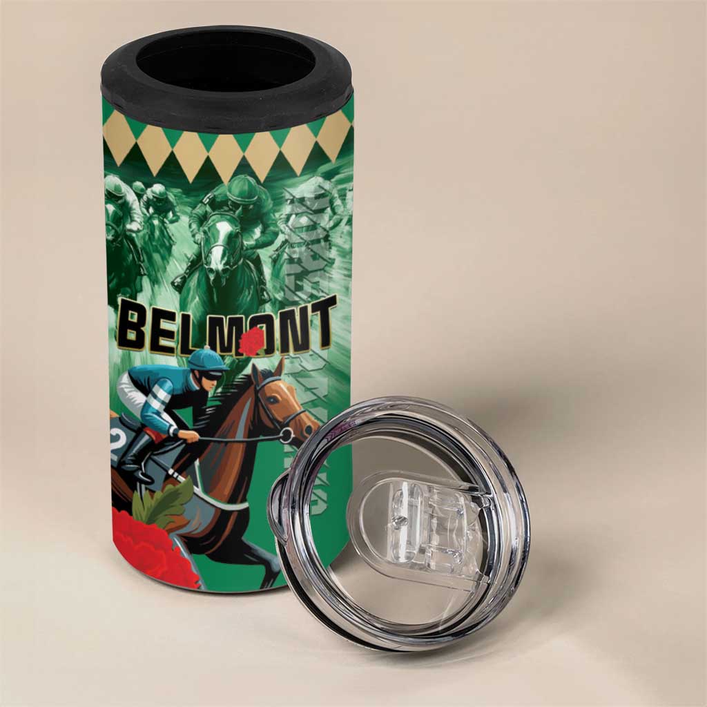 Personalized Belmont Horse Racing 4 in 1 Can Cooler Tumbler Run for the Carnations