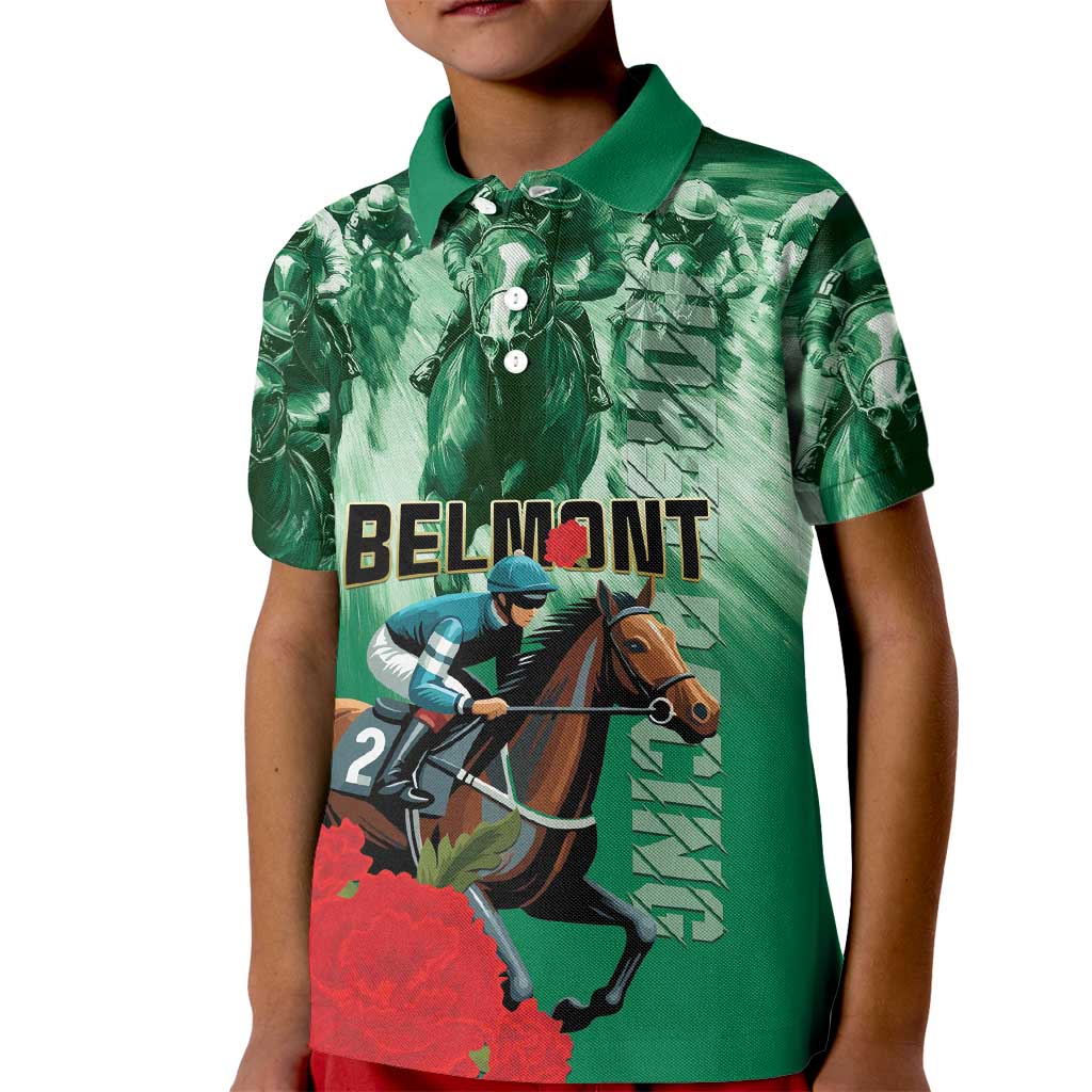 Personalized Belmont Horse Racing Kid Polo Shirt Run for the Carnations