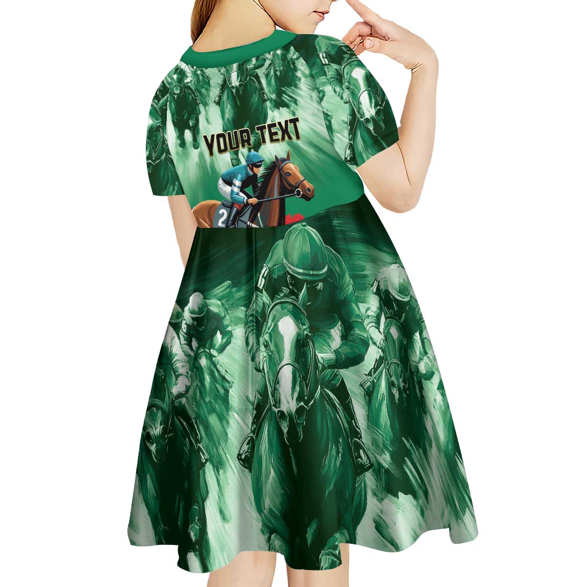 Personalized Belmont Horse Racing Kid Short Sleeve Dress Run for the Carnations