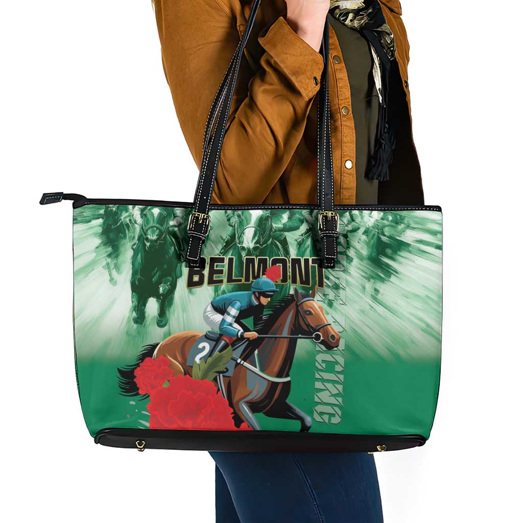 Belmont Horse Racing Leather Tote Bag Run for the Carnations