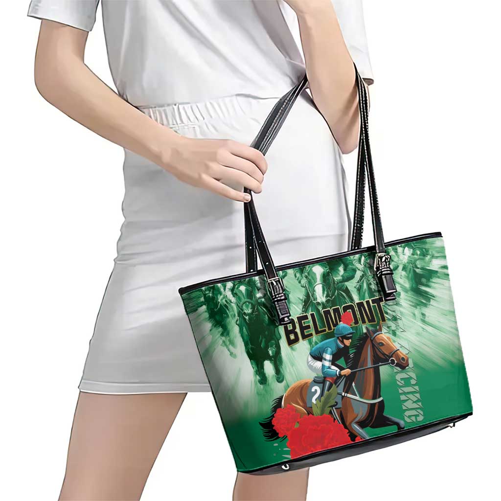 Belmont Horse Racing Leather Tote Bag Run for the Carnations