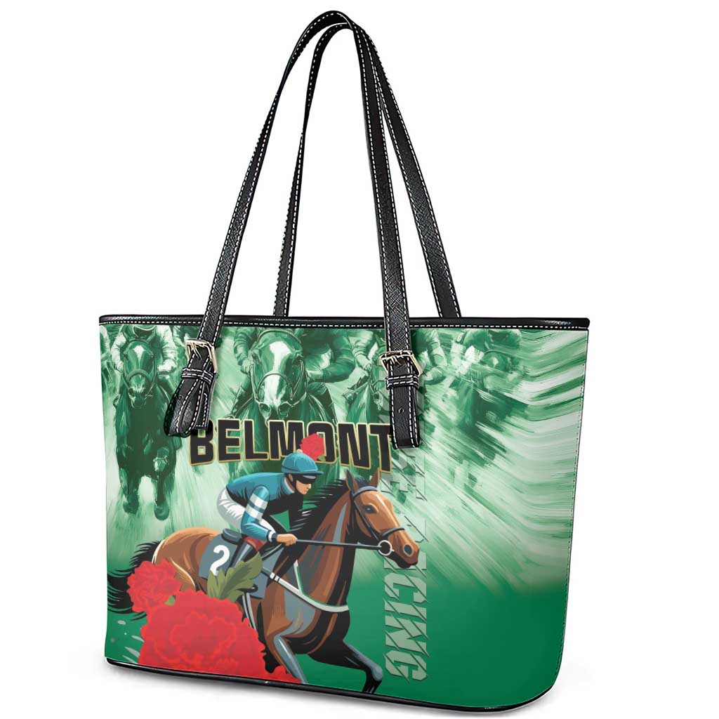 Belmont Horse Racing Leather Tote Bag Run for the Carnations