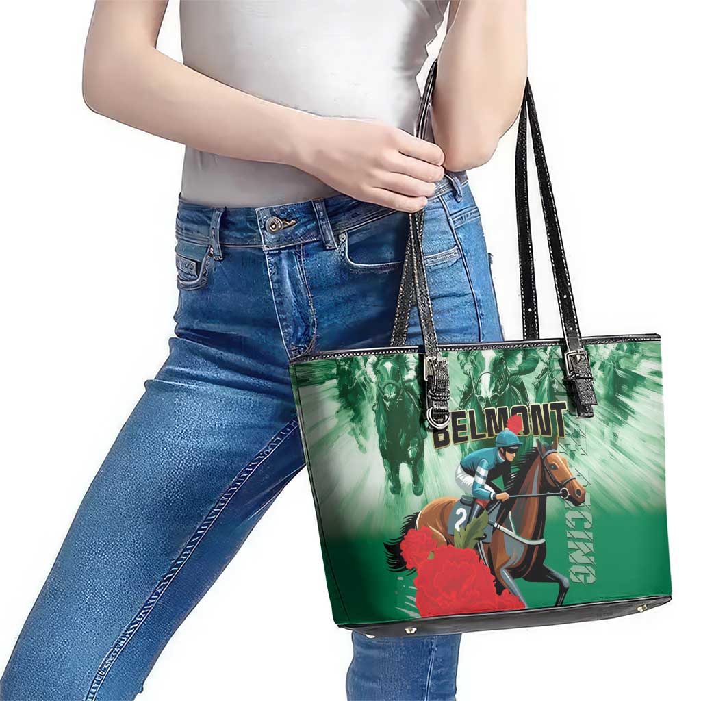 Belmont Horse Racing Leather Tote Bag Run for the Carnations