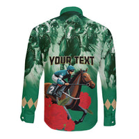 Personalized Belmont Horse Racing Long Sleeve Button Shirt Run for the Carnations