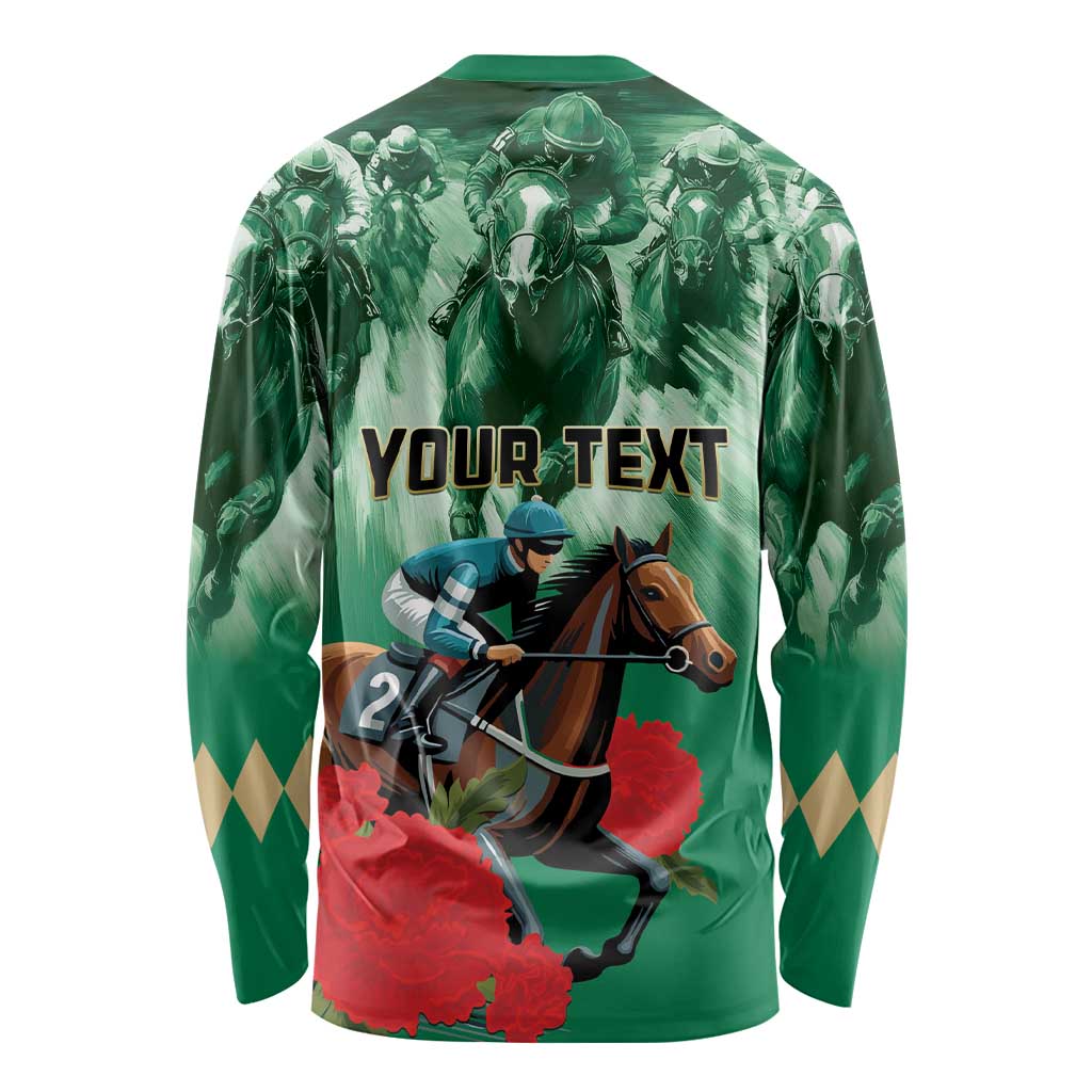 Personalized Belmont Horse Racing Long Sleeve Shirt Run for the Carnations