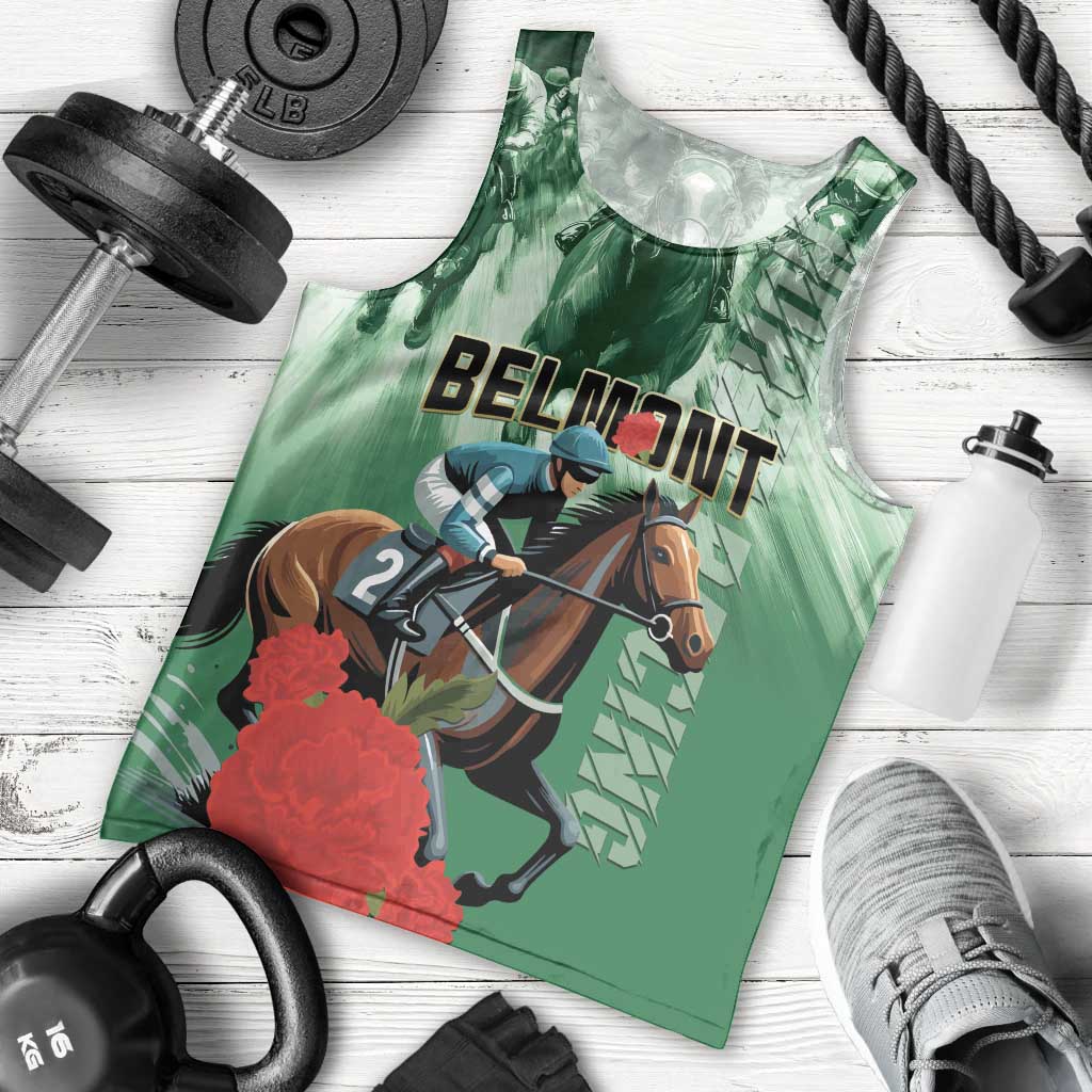 Personalized Belmont Horse Racing Men Tank Top Run for the Carnations