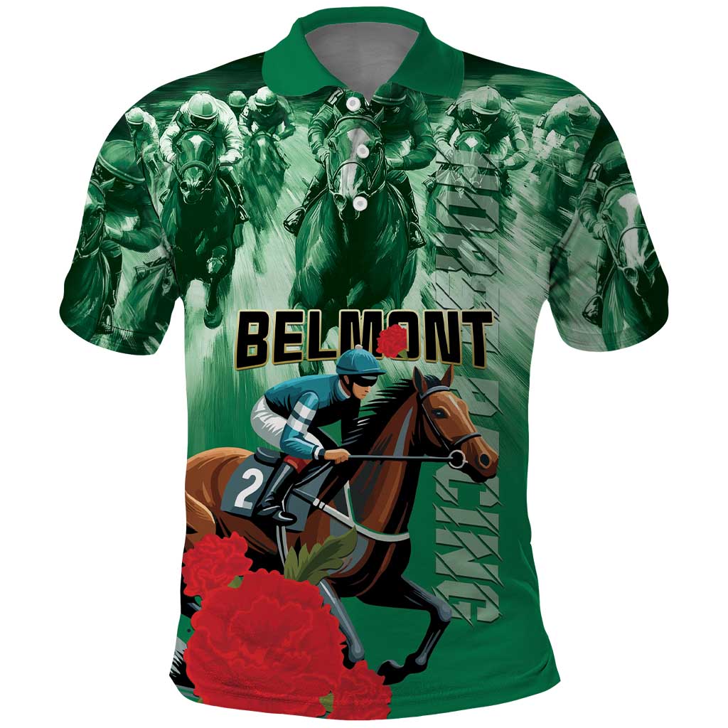 Personalized Belmont Horse Racing Polo Shirt Run for the Carnations