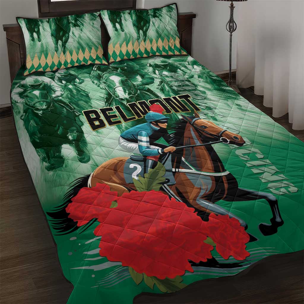 Belmont Horse Racing Quilt Bed Set Run for the Carnations