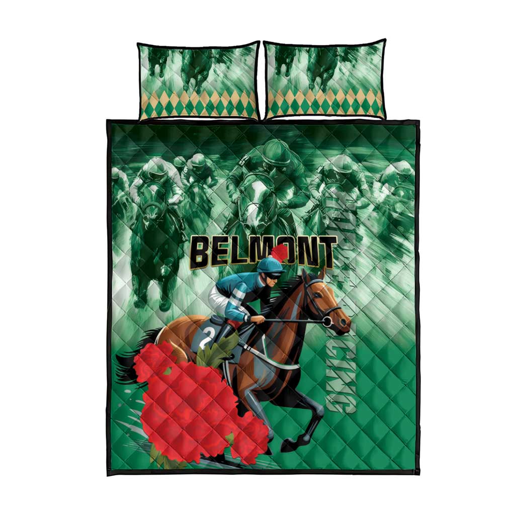 Belmont Horse Racing Quilt Bed Set Run for the Carnations