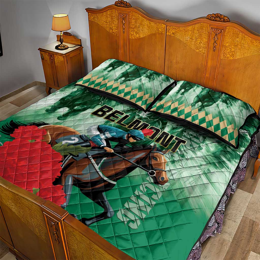 Belmont Horse Racing Quilt Bed Set Run for the Carnations