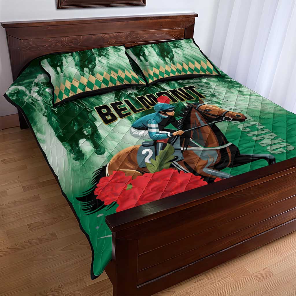 Belmont Horse Racing Quilt Bed Set Run for the Carnations