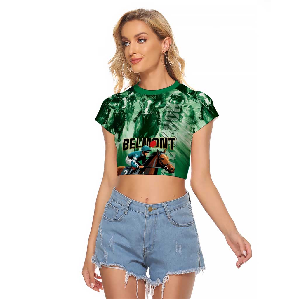 Personalized Belmont Horse Racing Raglan Cropped T Shirt Run for the Carnations