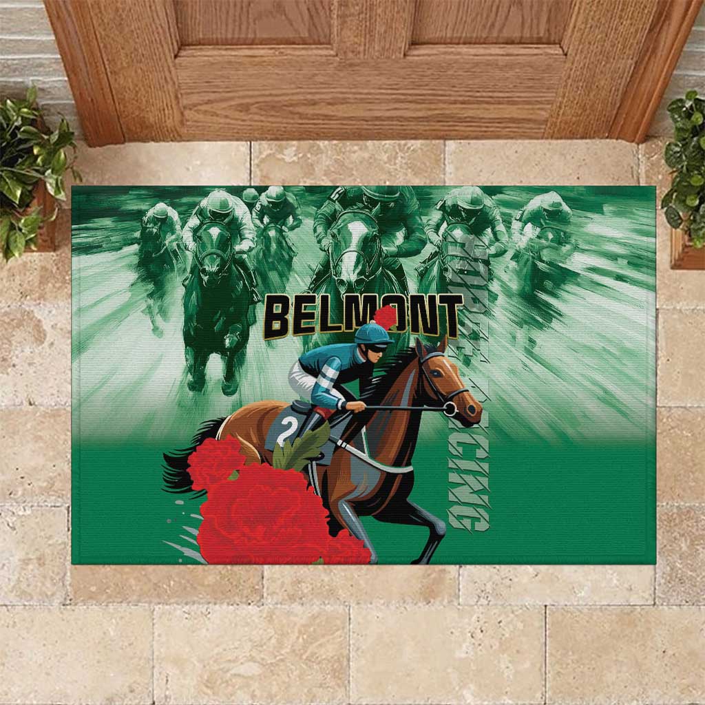 Belmont Horse Racing Rubber Doormat Run for the Carnations