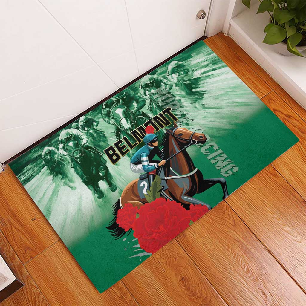 Belmont Horse Racing Rubber Doormat Run for the Carnations