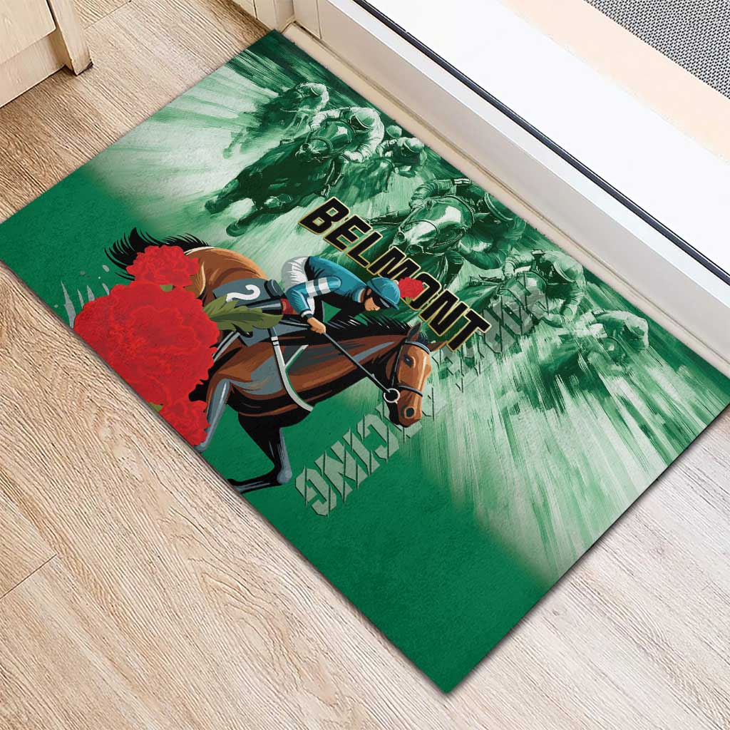 Belmont Horse Racing Rubber Doormat Run for the Carnations