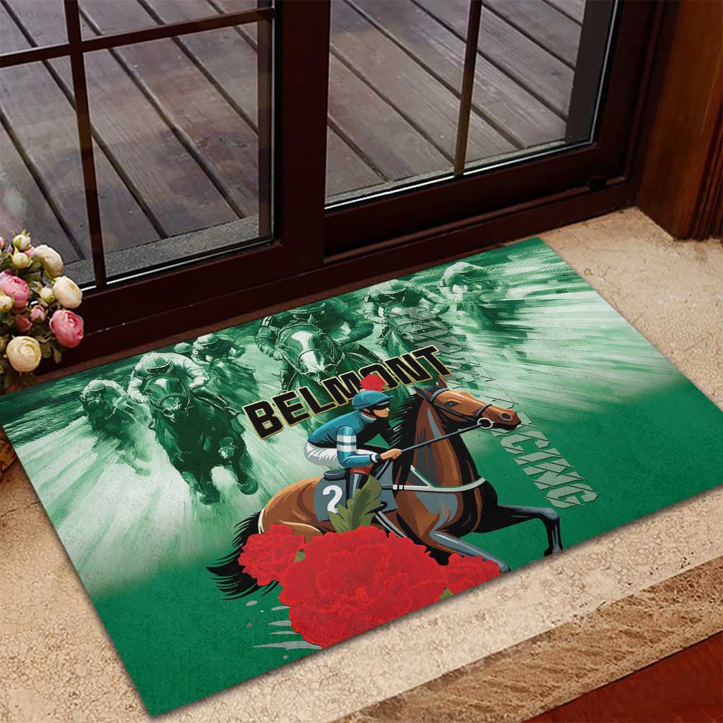 Belmont Horse Racing Rubber Doormat Run for the Carnations