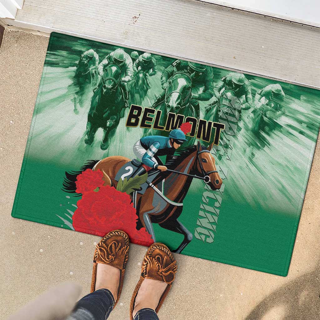 Belmont Horse Racing Rubber Doormat Run for the Carnations