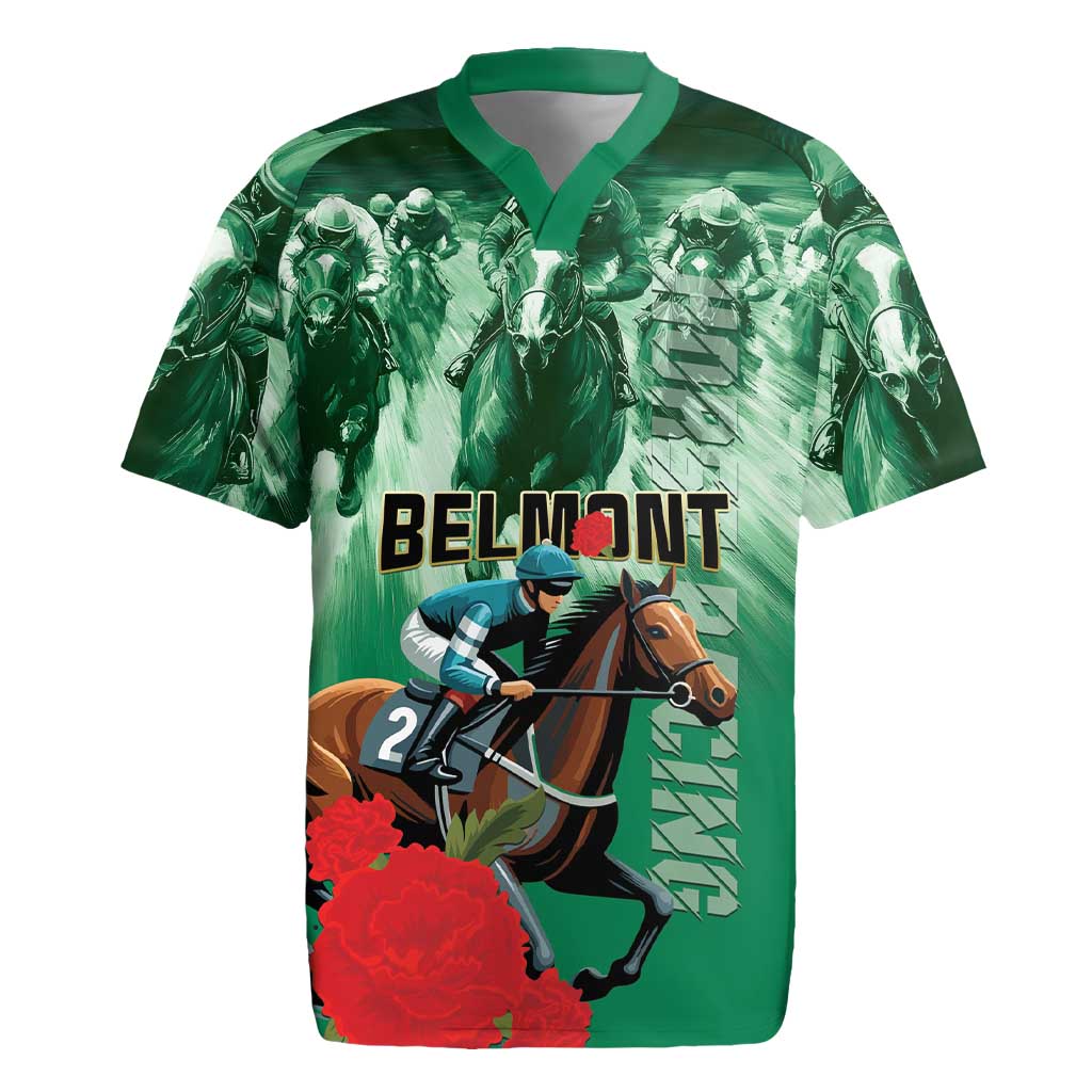 Personalized Belmont Horse Racing Rugby Jersey Run for the Carnations