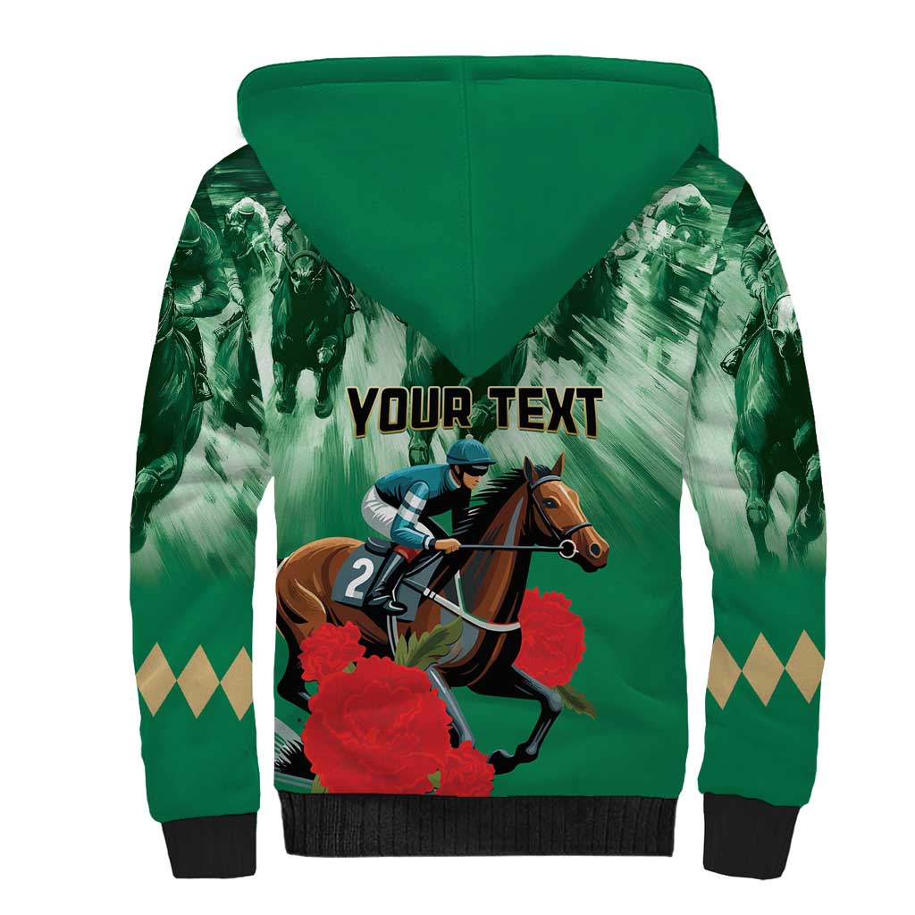 Personalized Belmont Horse Racing Sherpa Hoodie Run for the Carnations