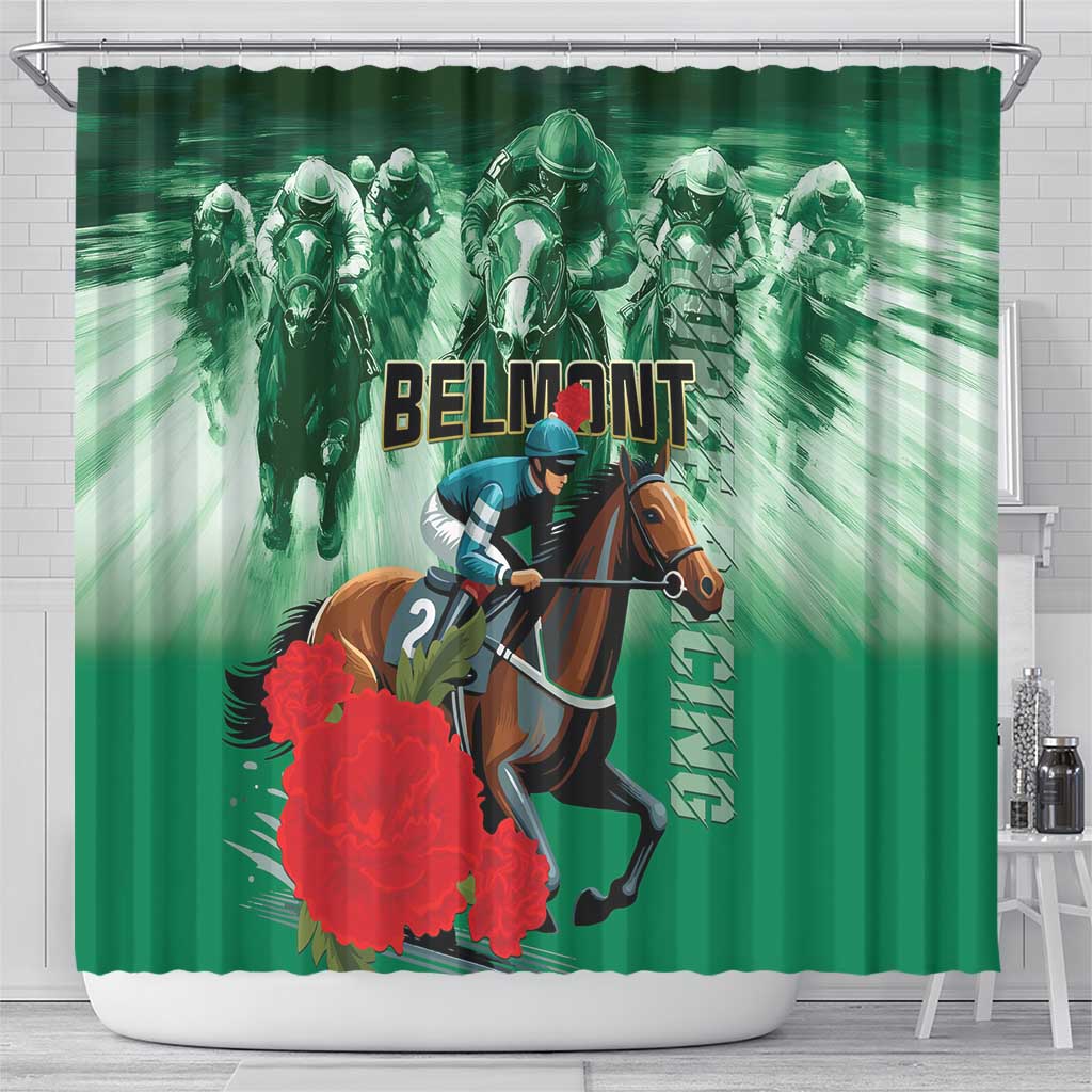 Belmont Horse Racing Shower Curtain Run for the Carnations