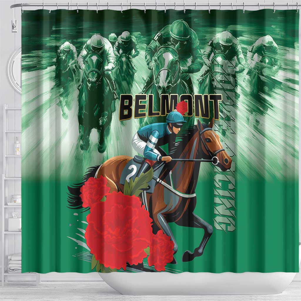 Belmont Horse Racing Shower Curtain Run for the Carnations