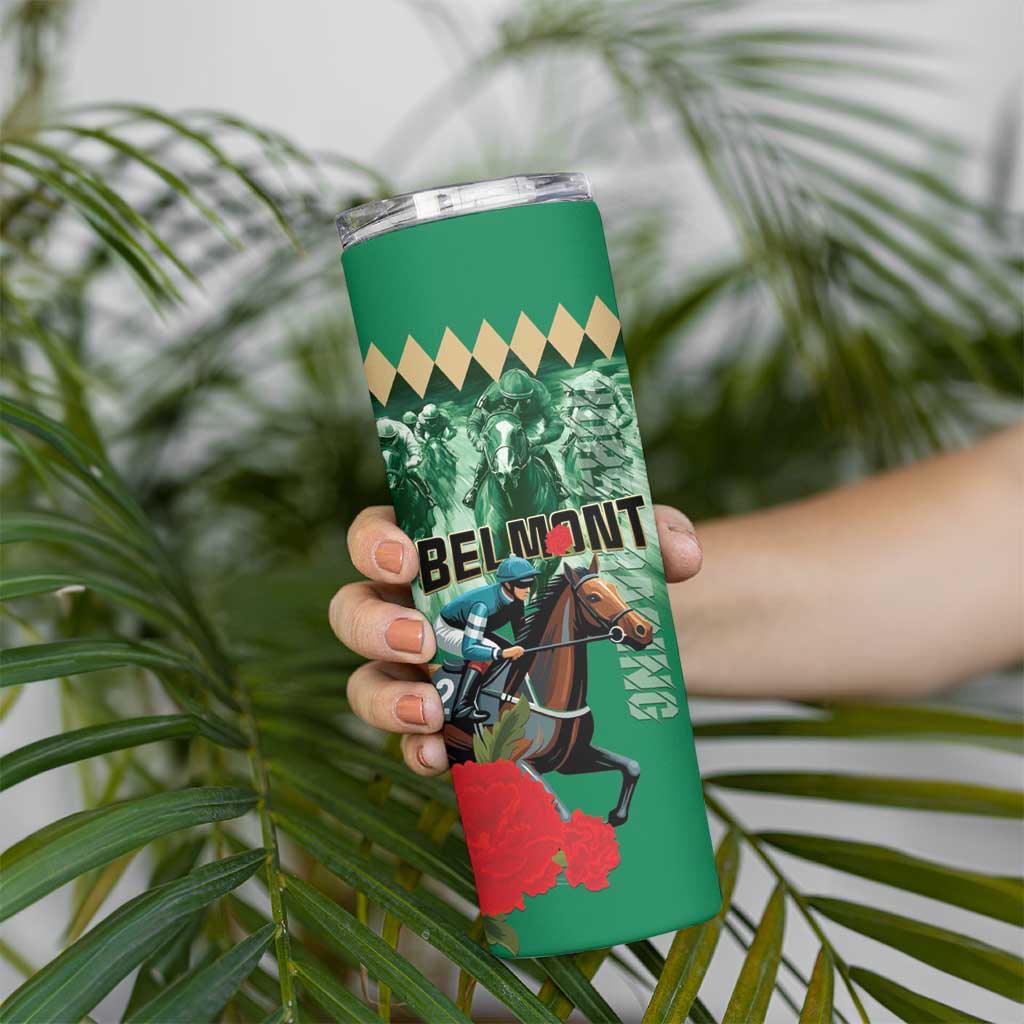 Personalized Belmont Horse Racing Skinny Tumbler Run for the Carnations