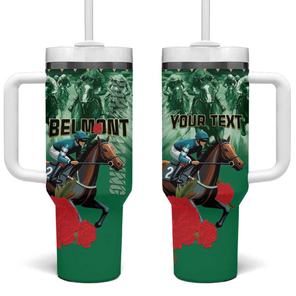 Personalized Belmont Horse Racing Tumbler With Handle Run for the Carnations