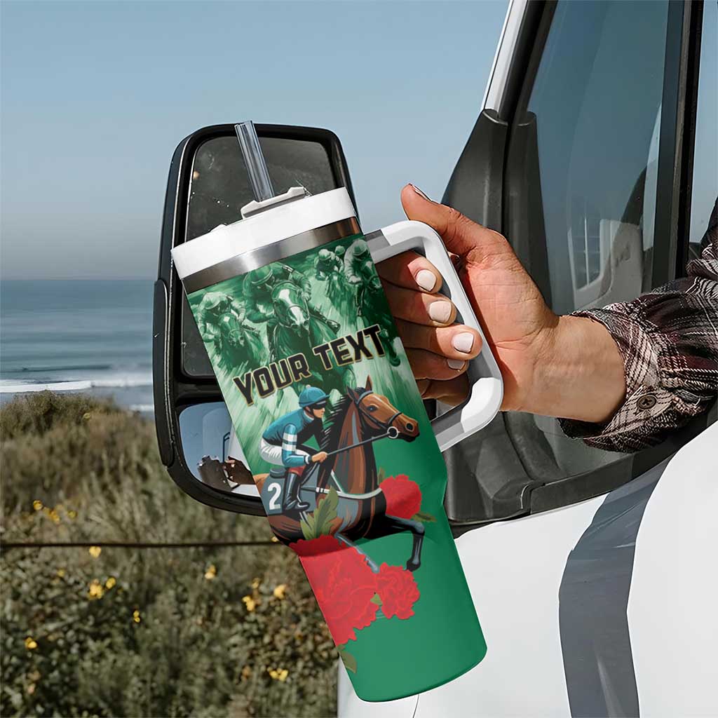 Personalized Belmont Horse Racing Tumbler With Handle Run for the Carnations