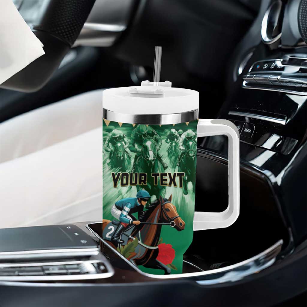 Personalized Belmont Horse Racing Tumbler With Handle Run for the Carnations