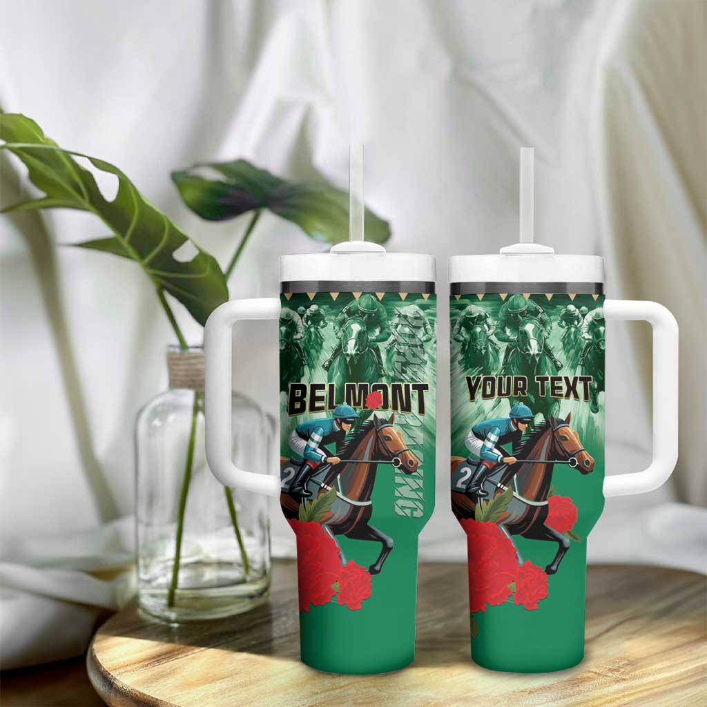 Personalized Belmont Horse Racing Tumbler With Handle Run for the Carnations