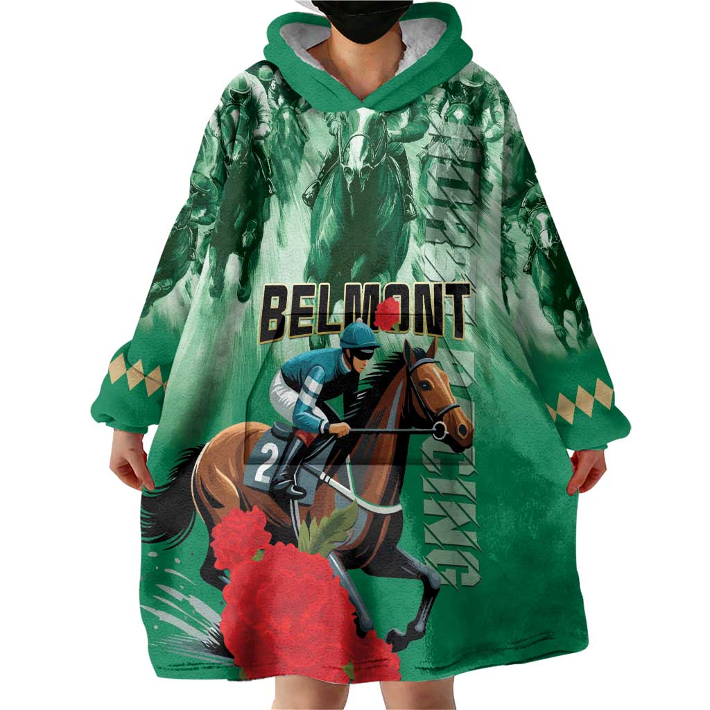Personalized Belmont Horse Racing Wearable Blanket Hoodie Run for the Carnations