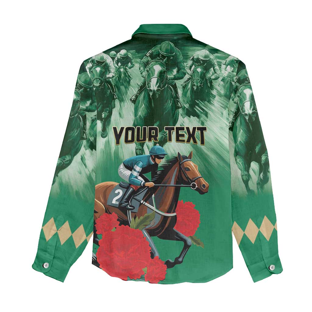 Personalized Belmont Horse Racing Women Casual Shirt Run for the Carnations