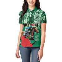 Personalized Belmont Horse Racing Women Polo Shirt Run for the Carnations