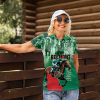 Personalized Belmont Horse Racing Women Polo Shirt Run for the Carnations