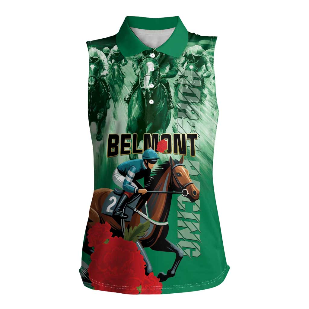 Personalized Belmont Horse Racing Women Sleeveless Polo Shirt Run for the Carnations