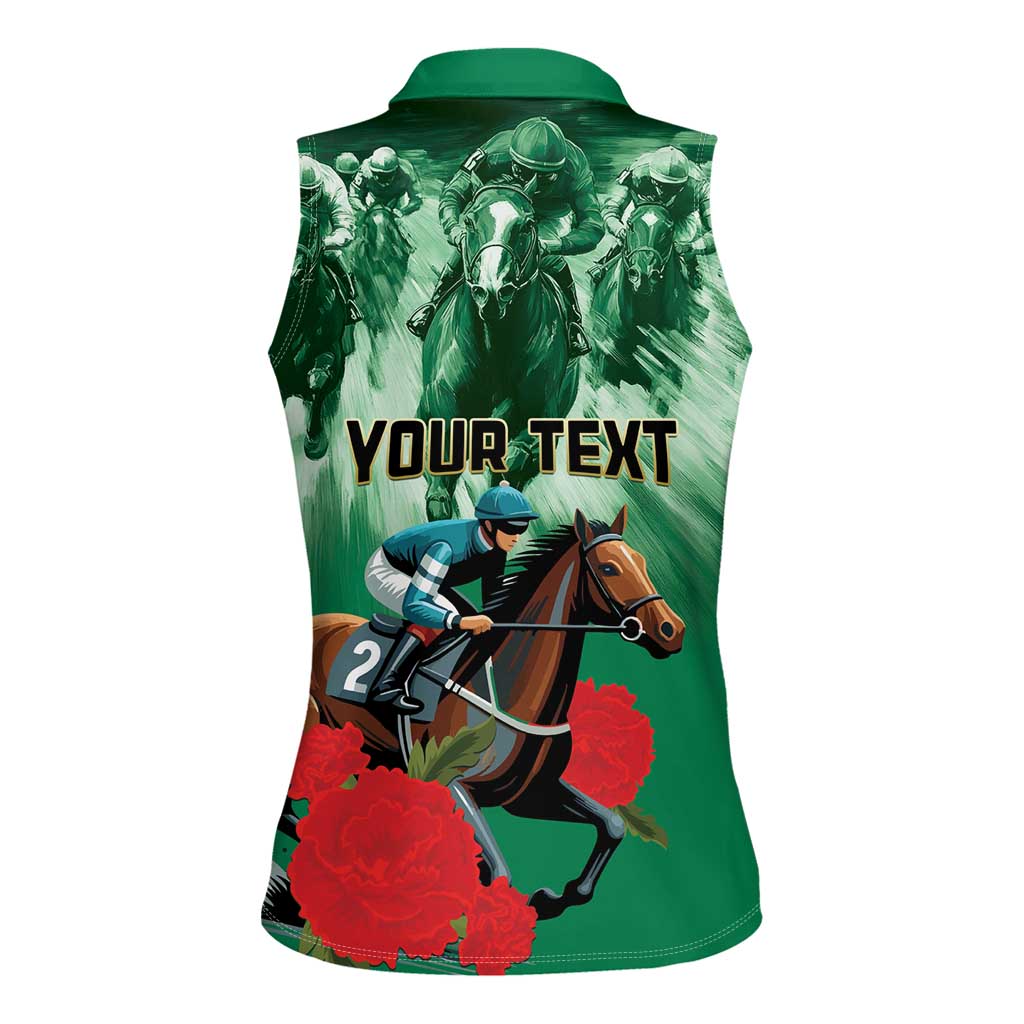 Personalized Belmont Horse Racing Women Sleeveless Polo Shirt Run for the Carnations