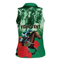 Personalized Belmont Horse Racing Women Sleeveless Polo Shirt Run for the Carnations