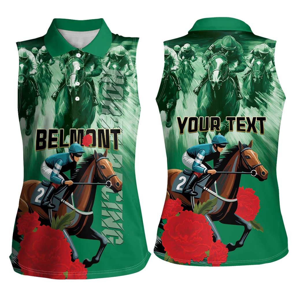 Personalized Belmont Horse Racing Women Sleeveless Polo Shirt Run for the Carnations