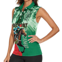 Personalized Belmont Horse Racing Women Sleeveless Polo Shirt Run for the Carnations