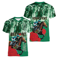 Personalized Belmont Horse Racing Women V-Neck T-Shirt Run for the Carnations