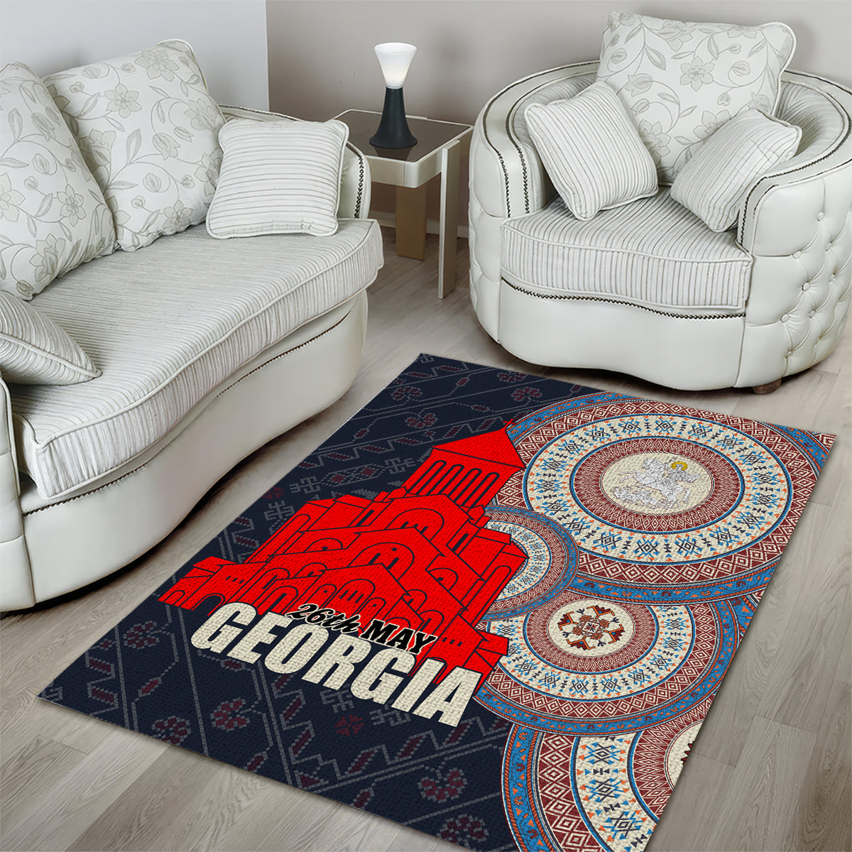 Georgia Independence Day Area Rug Holy Trinity Cathedral of Tbilisi - Wonder Print Shop