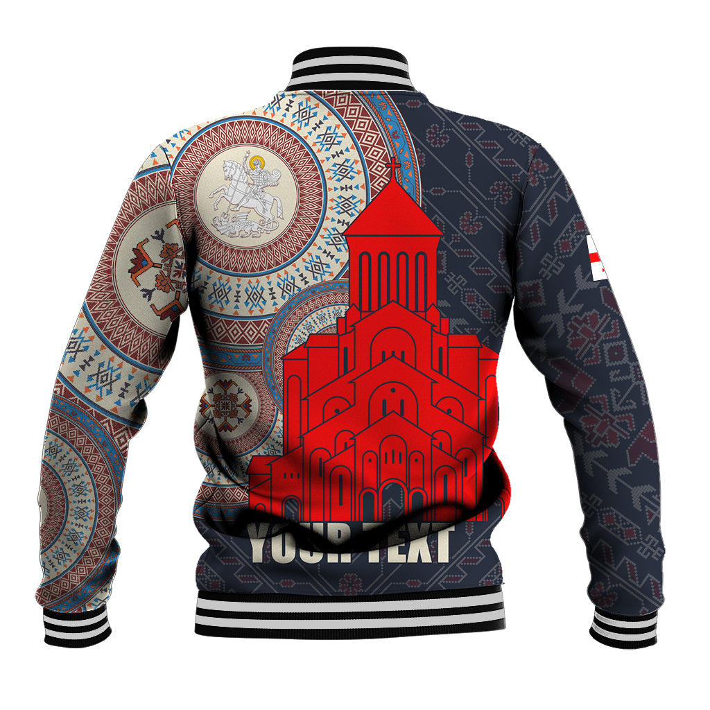 Georgia Independence Day Baseball Jacket Holy Trinity Cathedral of Tbilisi - Wonder Print Shop