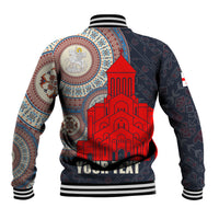 Georgia Independence Day Baseball Jacket Holy Trinity Cathedral of Tbilisi - Wonder Print Shop