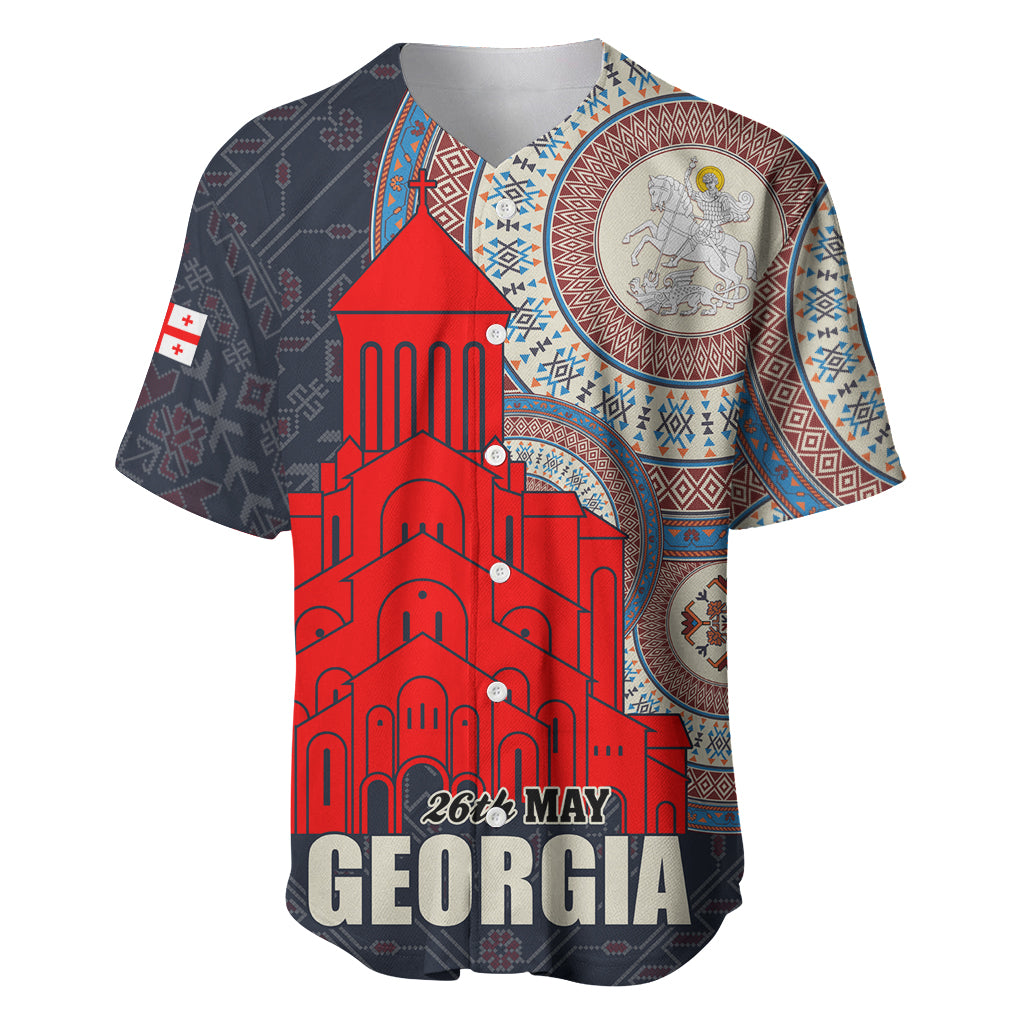 Georgia Independence Day Baseball Jersey Holy Trinity Cathedral of Tbilisi - Wonder Print Shop