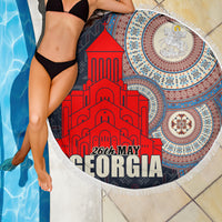 Georgia Independence Day Beach Blanket Holy Trinity Cathedral of Tbilisi - Wonder Print Shop