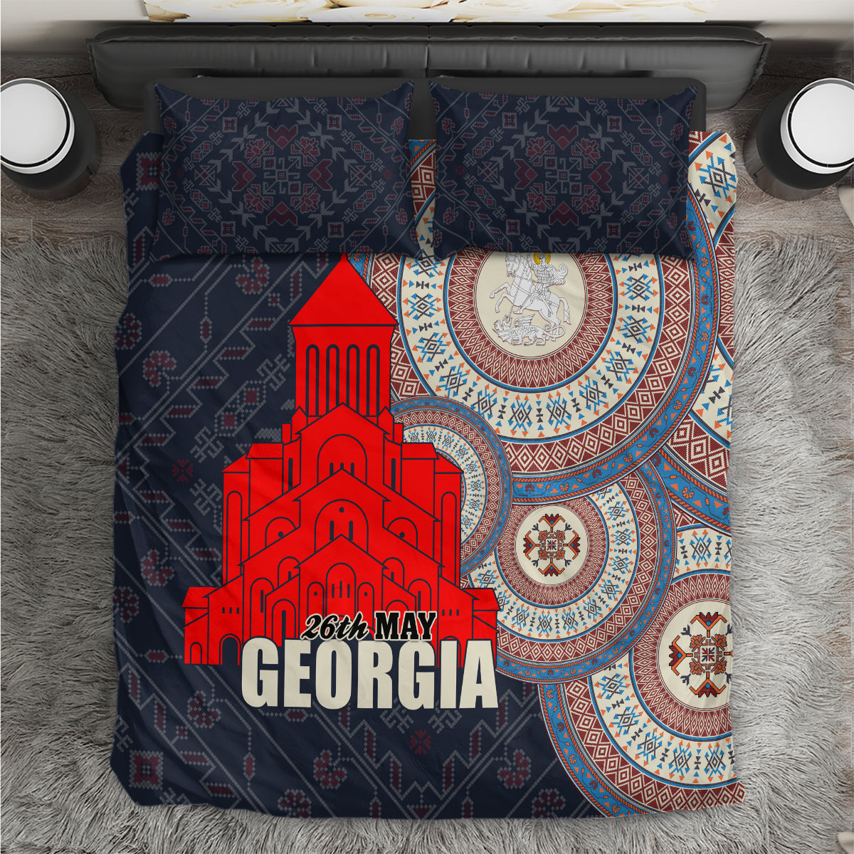 Georgia Independence Day Bedding Set Holy Trinity Cathedral of Tbilisi - Wonder Print Shop